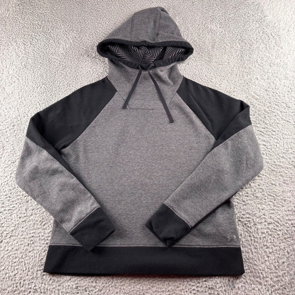 Under Armour Hoodie Womens S Gray Black Cropped High Neck Cold Gear